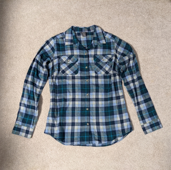 (Bundle 2 for $15) EUC Eddie Bauer Blue Plaid Flannel Shirt - Picture 1 of 5